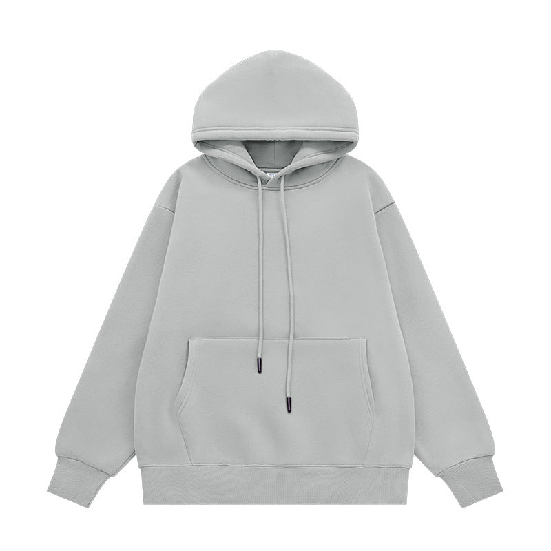 Fleece-lined Thick Hooded Solid Color Hoodie Suit
