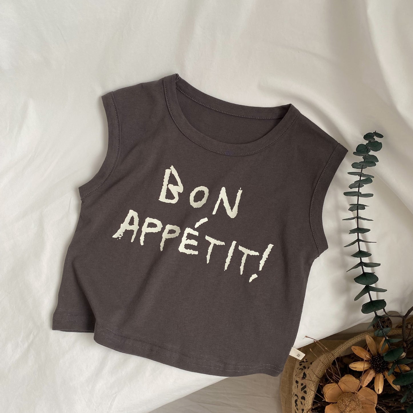 Children's Letter Printed Sleeveless Vest For Boys And Girls Loose Casual Top
