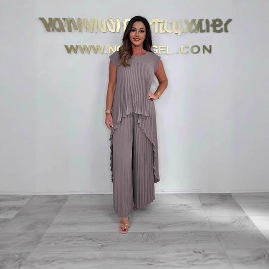 Women's Pleated Suit Short Sleeve