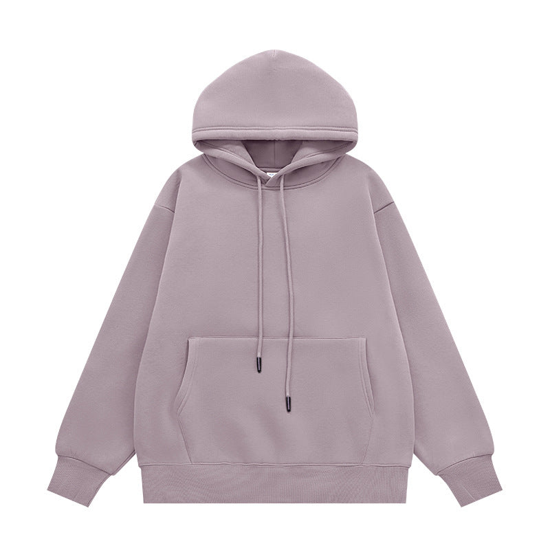 Fleece-lined Thick Hooded Solid Color Hoodie Suit