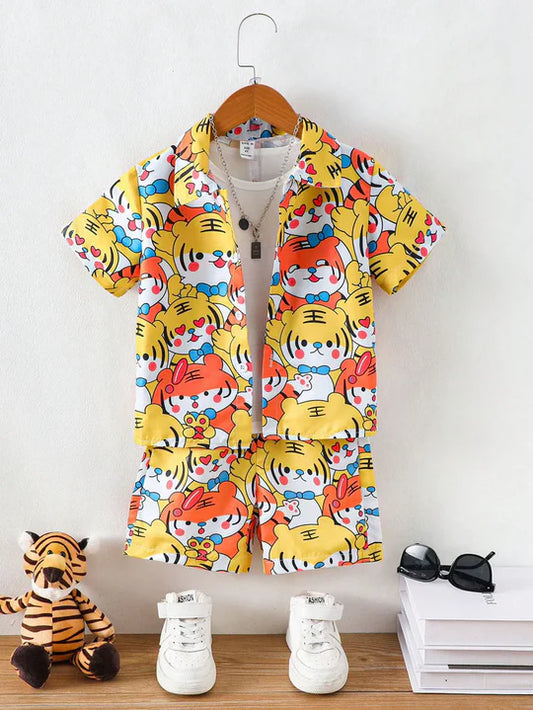 BABY/BOY MINI TIGER PRINTED KIDS SHORT AND SHIRT - #SS17