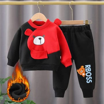 RED & BLACK POOH KIDS WINTER PANEL TRACKSUIT