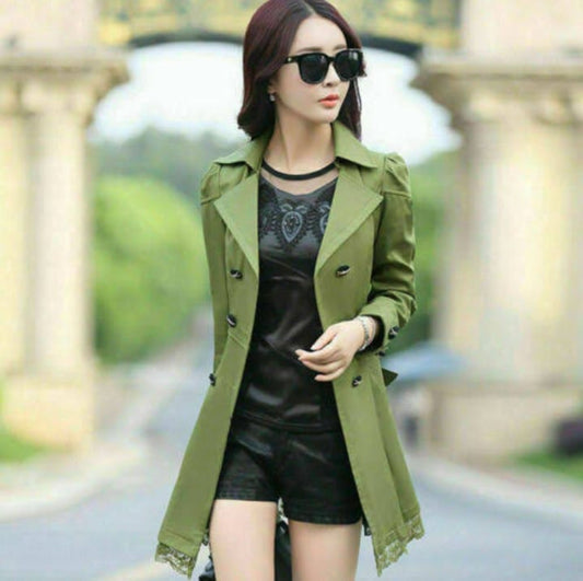 Women lapel casual long  fleece coat