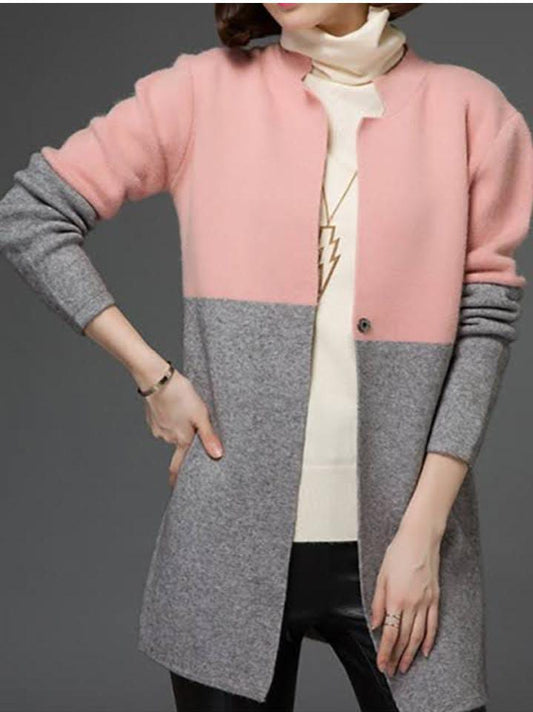 Women lapel casual long  fleece coat