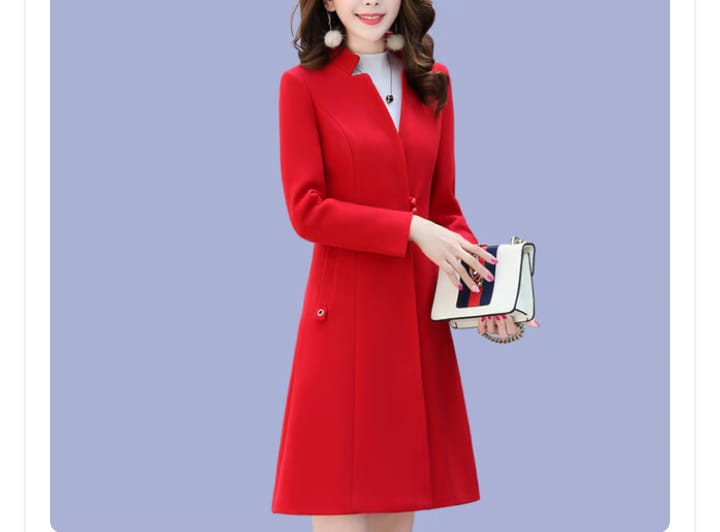 Women lapel casual long  fleece coat