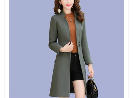 Women lapel casual long  fleece coat