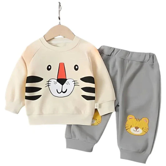 SKIN COLOR - TIGER PRINTED KIDS WINTER PANEL TRACKSUIT