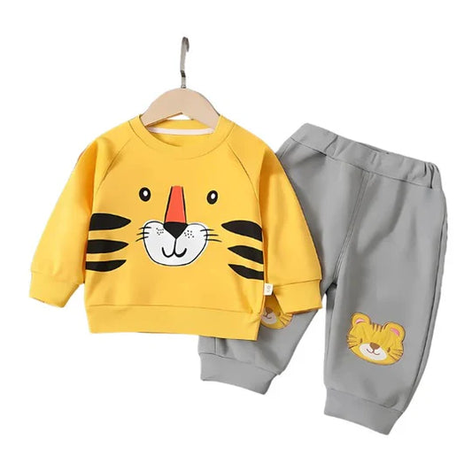 YELLOW TIGER PRINTED KIDS WINTER PANEL TRACKSUIT