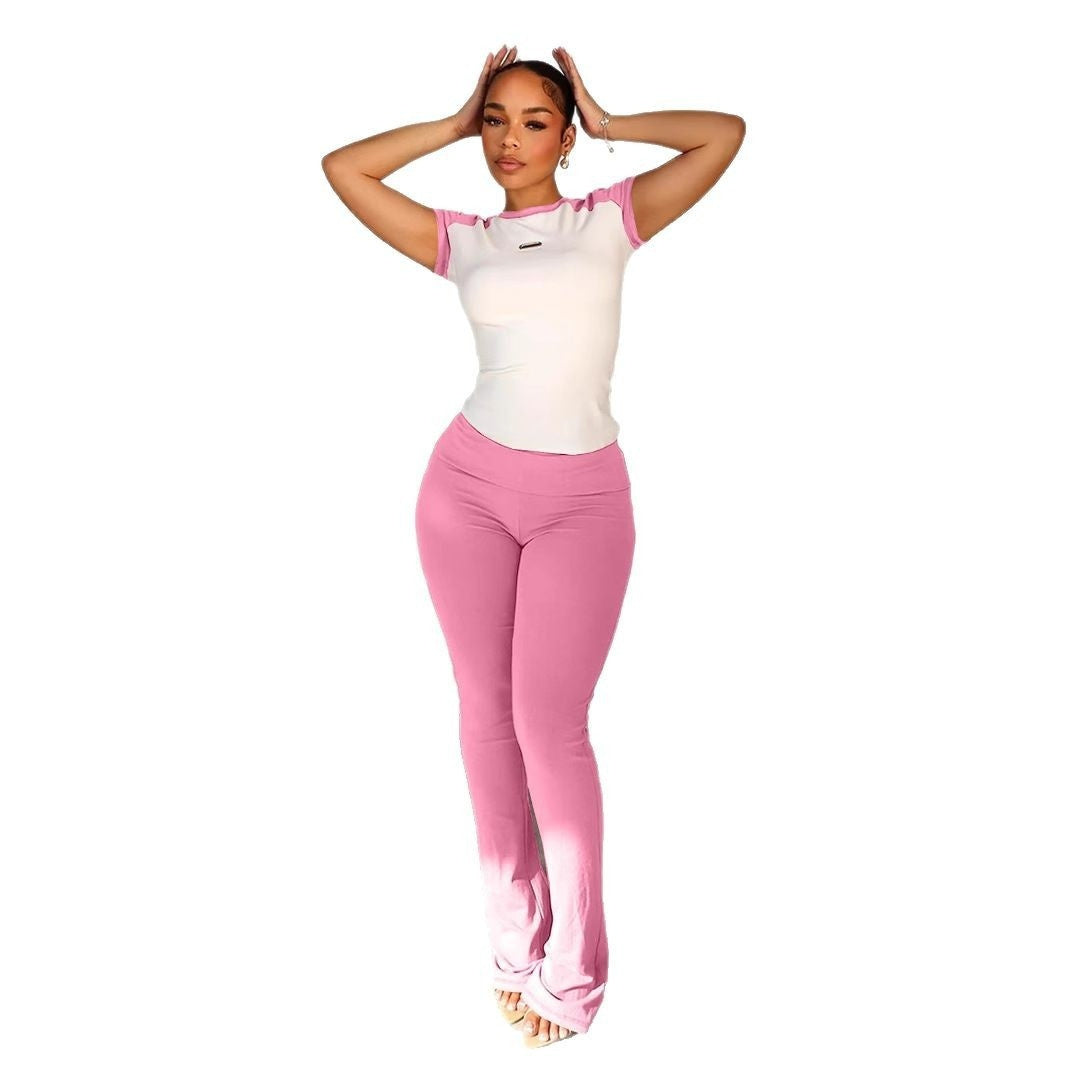 New Women's Clothing Spring And Summer Color Matching Yoga Two-piece Set