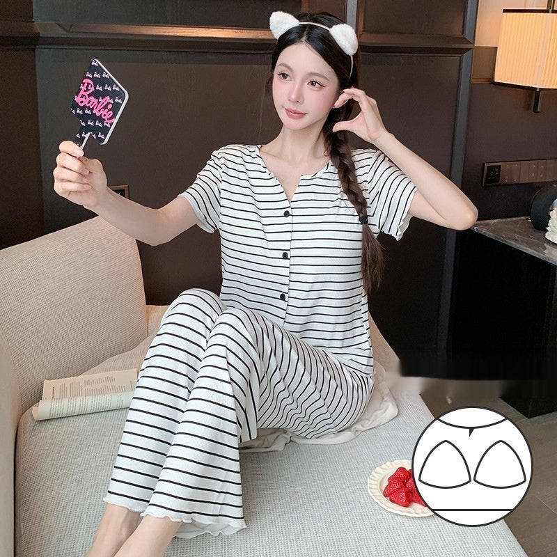 Thin Short-sleeved Trousers High-grade Pajamas Women's Suit