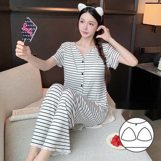 Thin Short-sleeved Trousers High-grade Pajamas Women's Suit