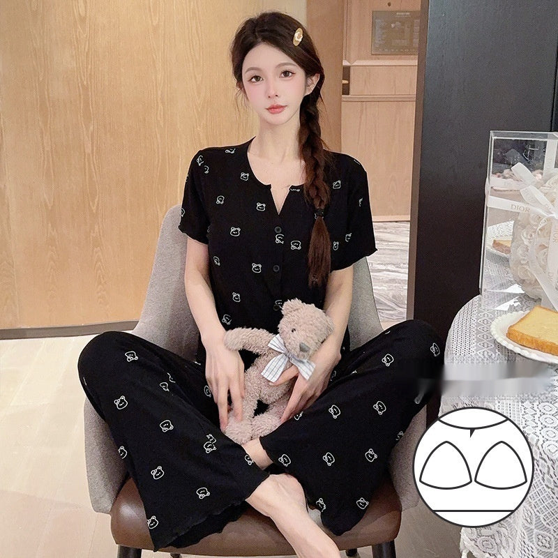 Thin Short-sleeved Trousers High-grade Pajamas Women's Suit