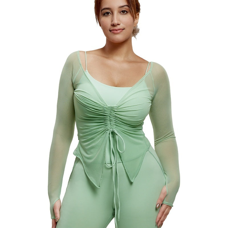 Plus Size Yoga Wear Blouse Long Sleeve Fat Top