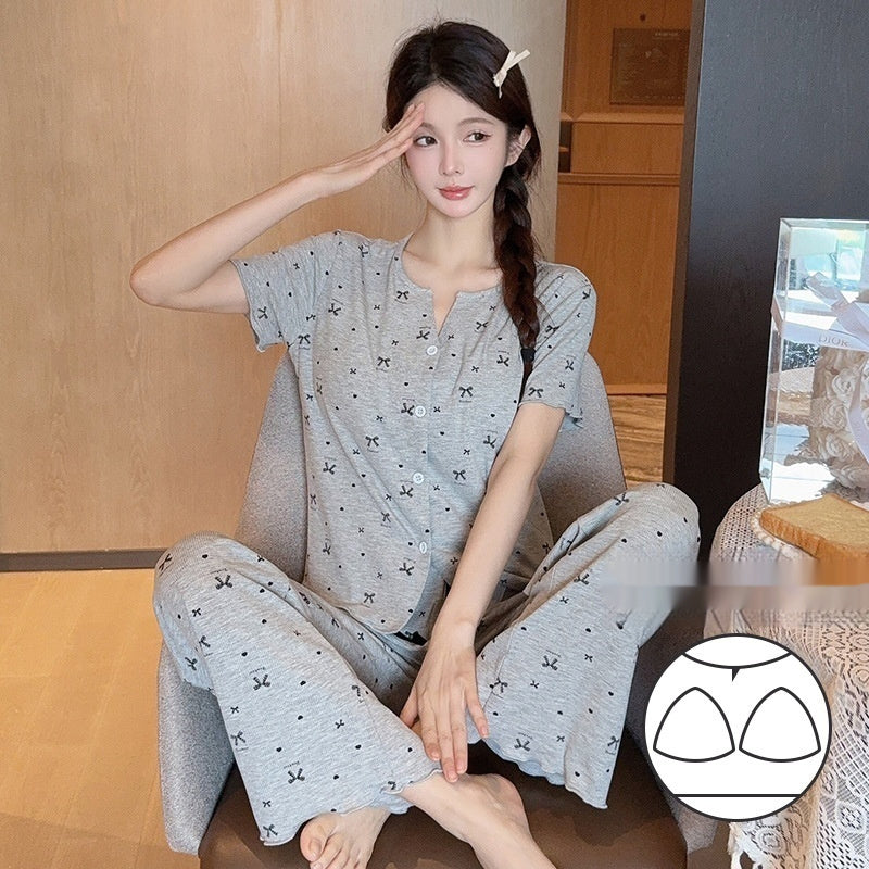 Thin Short-sleeved Trousers High-grade Pajamas Women's Suit