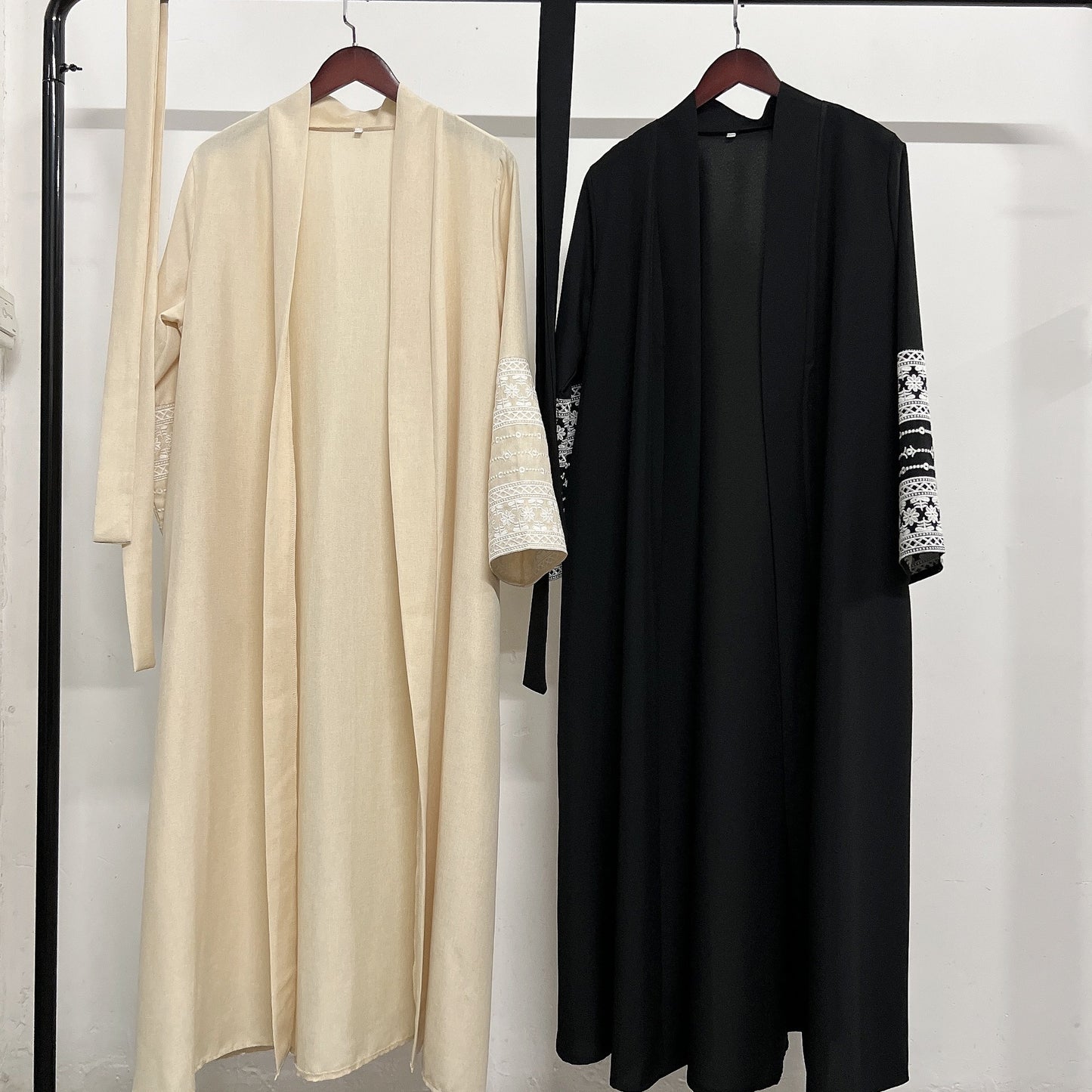 New Solid Color Stitching Tied Cardigan Embroidery Dress