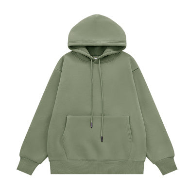 Fleece-lined Thick Hooded Solid Color Hoodie Suit
