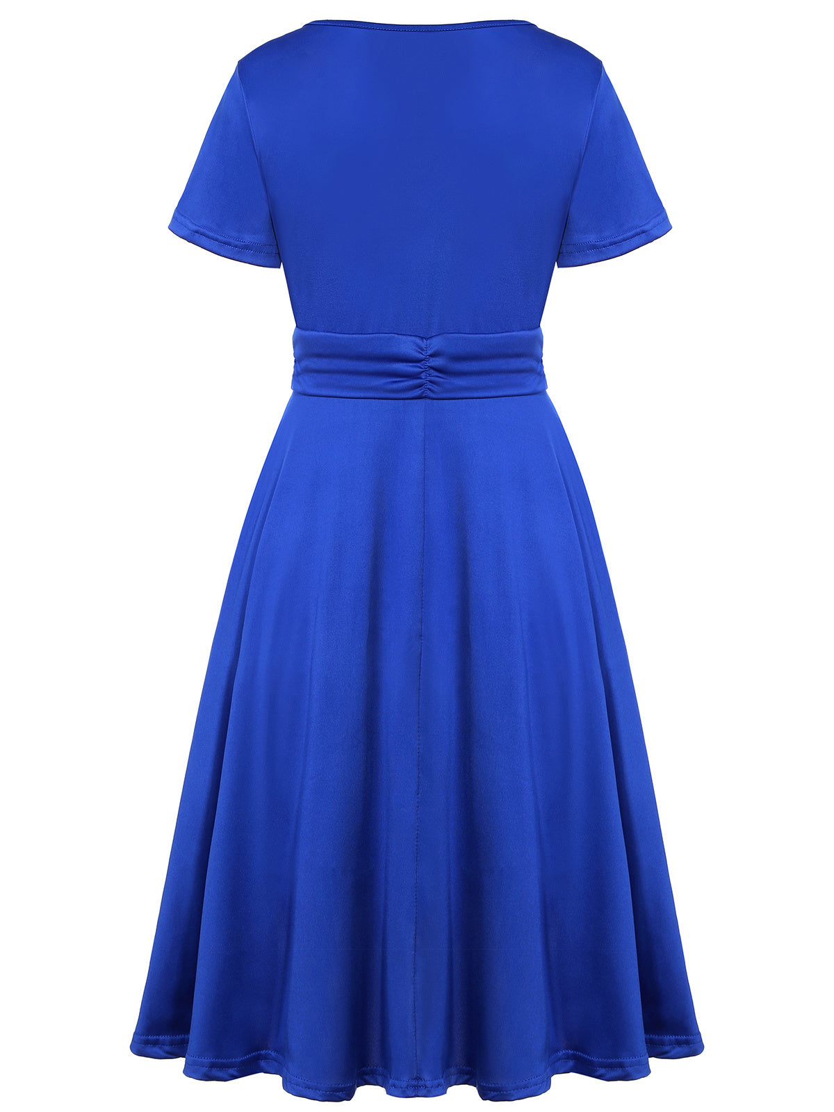 Asymmetrical Hem Short Sleeve V-neck Cross Elegant Solid Color Rhinestone Dress