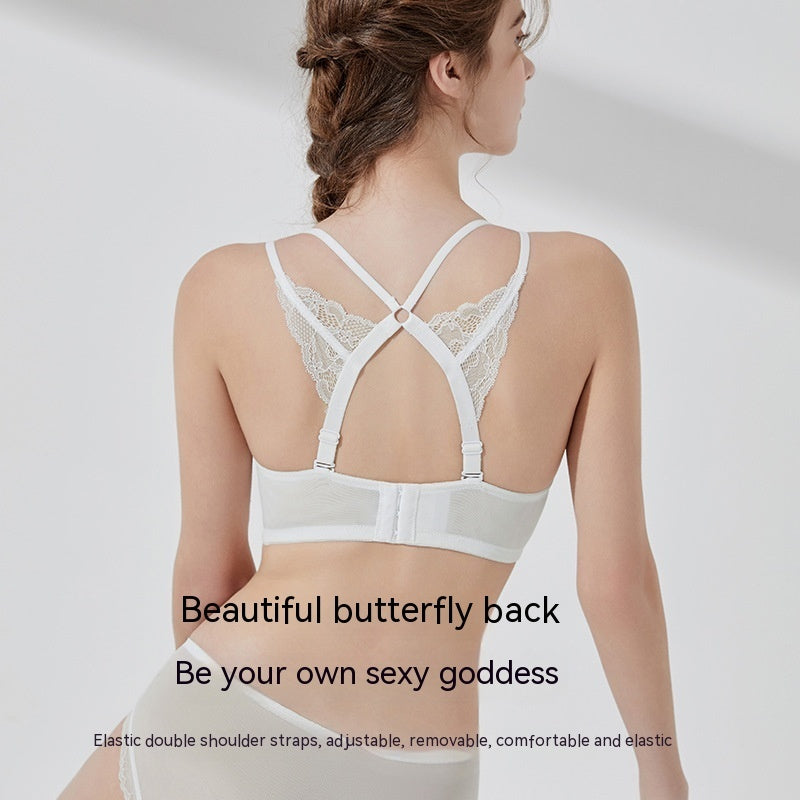 French Lace Big Chest Beauty Back Underwear With Steel Ring