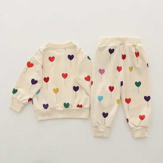 SKIN COLORFULL HEART  PRINTED WINTER PANEL TRACKSUIT