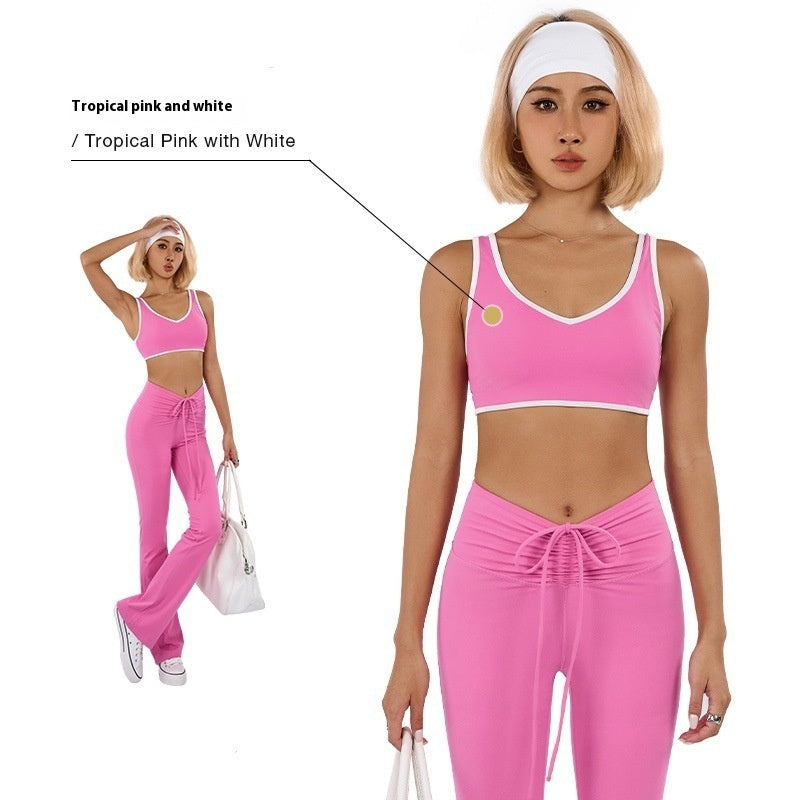Contrast Color Low Intensity Sports Underwear Women's Yoga Clothes Pilates Training Top