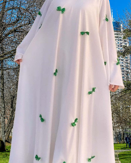 Plus Size Bell Sleeve Bow Robe Dress