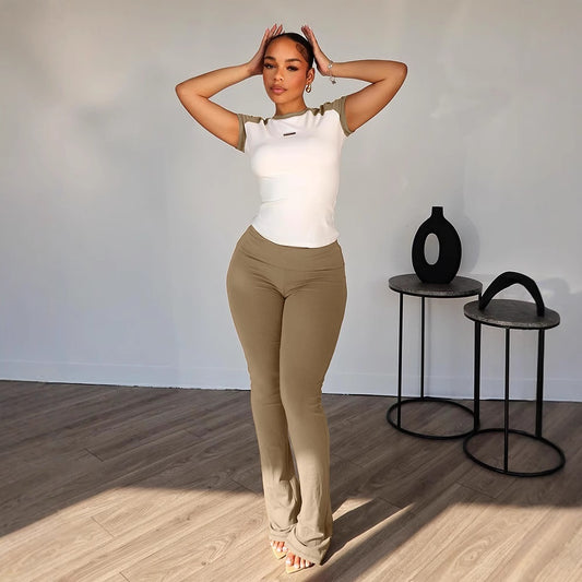 New Women's Clothing Spring And Summer Color Matching Yoga Two-piece Set