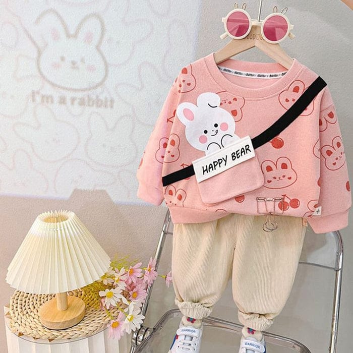 PINK AND SKIN  TEDDY BEAR WINTER PANEL TRACKSUIT