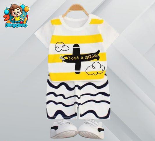 AEROPLANE PRINTED SHORT SLEEVE KIDS WEAR